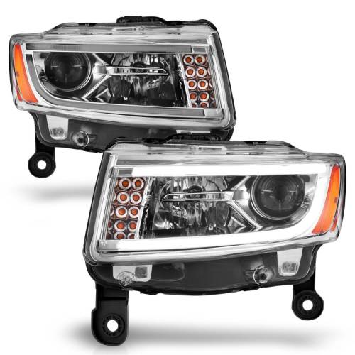 Anzo USA - 111328 | Anzo USA Projector Headlights w/ Plank Style Chrome (2014-2016 Grand Cherokee)