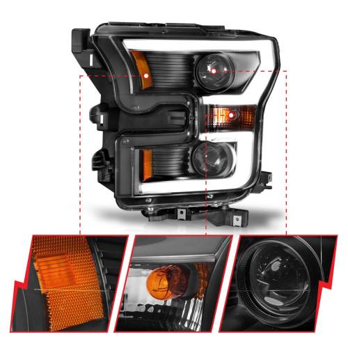 Anzo USA - 111347 | Anzo USA Projector Headlights Plank Style Black (2015-2017 F150 Pickup)