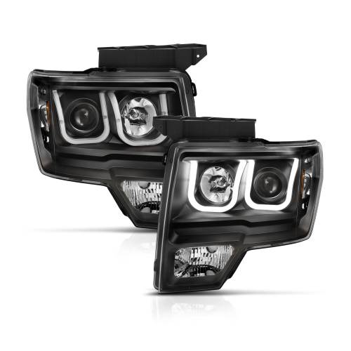 Anzo USA - 111351 | Anzo Projector Headlights w/ U-Bar Black (2009-2014 F150 Pickup)