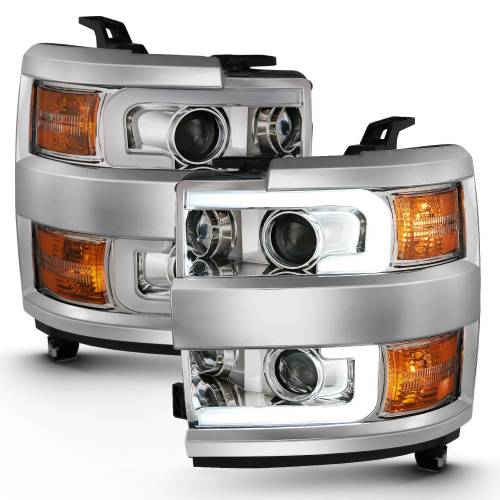 Anzo USA - 111360 | Anzo USA Projector Headlights w/ Plank Style Chrome (2015-2019 Silverado 2500 HD, 3500 HD)