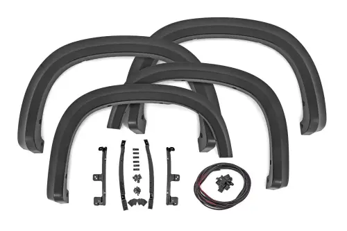 Rough Country - S-C12210 | Rough Country Sport Fender Flares For Chevy Silverado 1500 2WD/4WD (2019-2025) | Flat Black