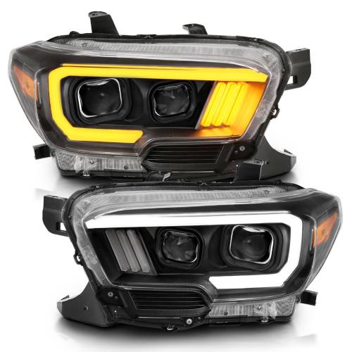 Anzo USA - 111396 | Anzo USA Projector Headlights Plank Style w/ Switchback Black (2016-2023 Tacoma)