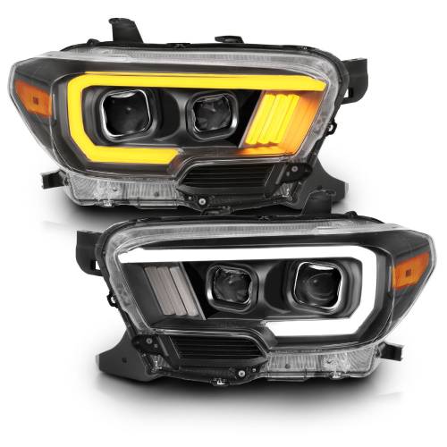 Anzo USA - 111397 | Anzp USA Projector Headlights Plank Style w/ Switchback Black (2016-2023 Tacoma)