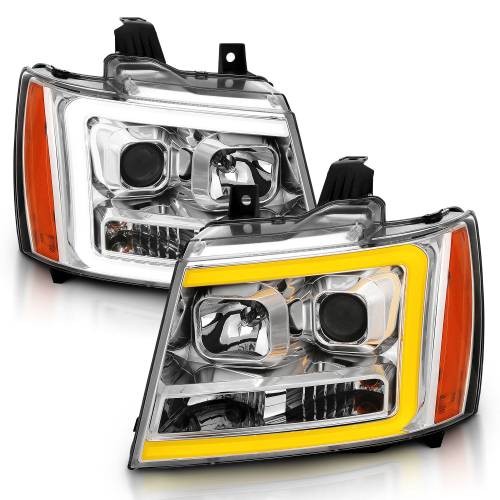 Anzo USA - 111403 | Anzo USA Projector Headlights Plank Style w/ Switchback Chrome (2007-2013 Avalanche | 2007-2014 Suburban, Tahoe)