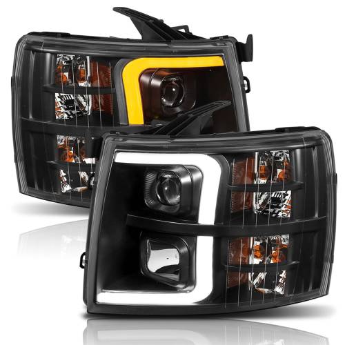 Anzo USA - 111410 | Anzo USA Projector Headlights Plank Style w/ Switchback Black (2007-2013 Silverado 1500 | 2007-2014 Silverado 2500 HD, 3500 HD)