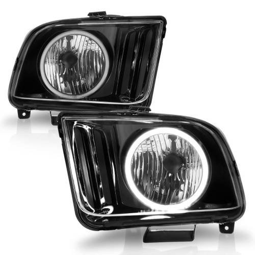 Anzo USA - 121033 | Anzo USA Crystal Headlights w/ Halo Black (2005-2009 Mustang)