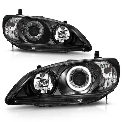 Anzo USA - 121059 | Anzo USA Projector Headlights w/ Halo Black (2004-2005 Civic)