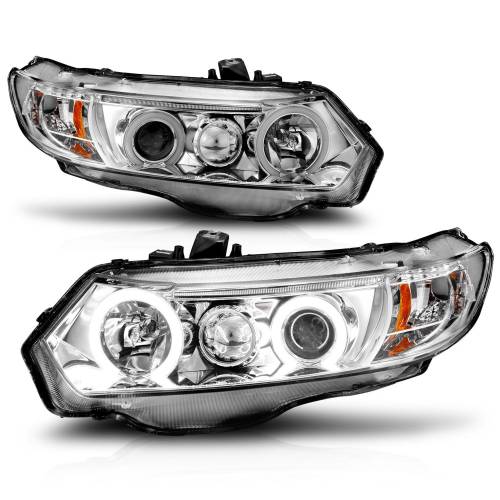 Anzo USA - 121061 | Anzo USA Projector Headlights w/ Halo Chrome (2006-2011 Civic)