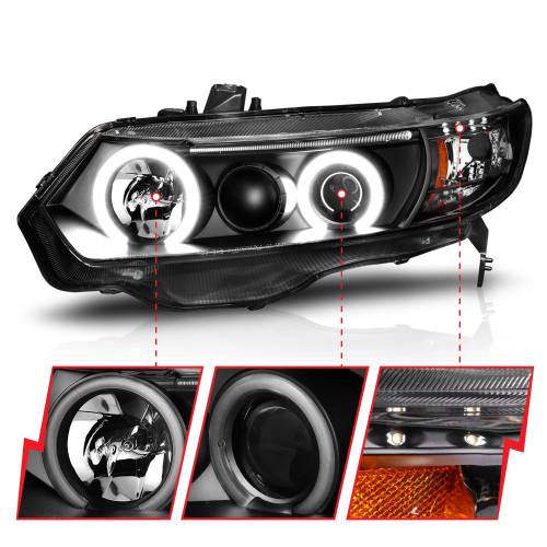 Anzo USA - 121062 | Anzo USA Projector Headlights w/ Halo Black (2006-2011 Civic)