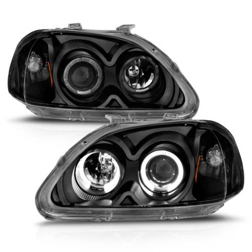 Anzo USA - 121068 | Anzo USA Projector Headlights w/ Halo Black (1996-1998 Civic)