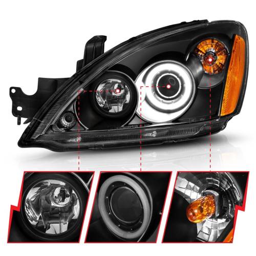 Anzo USA - 121102 | Anzo USA Projector Headlights w/ Halo Black (2004-2007 Lancer)