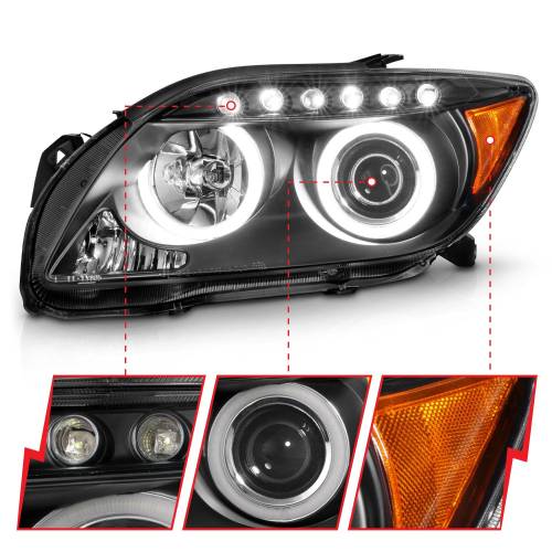 Anzo USA - 121119 | Anzo USA Projector Headlights w/ Halo Black (2005-2010 Scion TC)