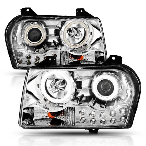 Anzo USA - 121136 | Anzo USA Projector Headlights w/ Halo Chrome (2005-2010 300)