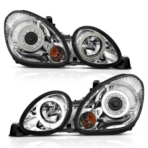 Anzo USA - 121143 | Anzo USA Projector Headlights w/ Halo Chrome (1998-200 GS300, GS400, GS430)