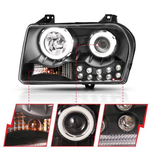 Anzo USA - 121152 | Anzo USA Projector Headlights w/ Halo Black (2005-2010 300)