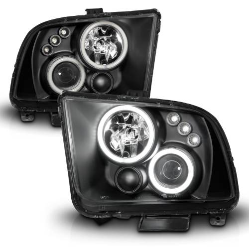 Anzo USA - 121166 | Anzo USA Projector Headlights w/ Halo Black (2005-2009 Mustang)