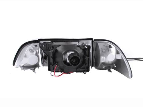 Anzo USA - 121192 | Anzo USA Crystal Headlights Black w/ Corner Lights 2pc (1987-1993 Mustang)