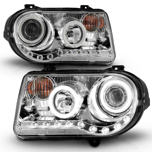 Anzo USA - 121250 | Anzo USA Projector Headlights w/ Halo Chrome (2005-2010 300C)