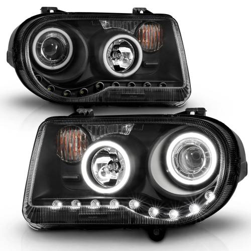 Anzo USA - 121251 | Anzo USA Projector Headlights w/ Halo Black (2005-2010 300C)