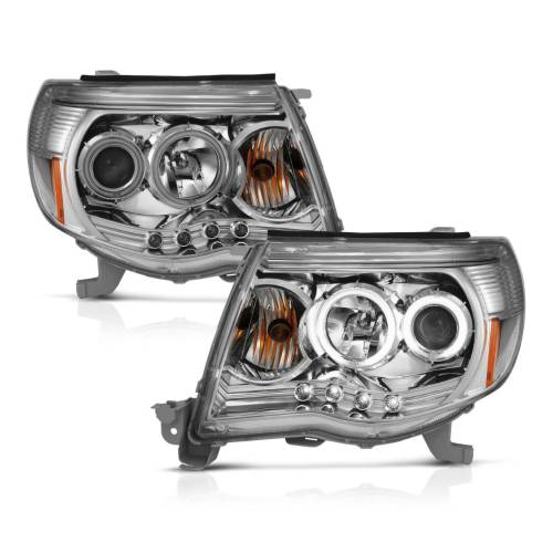 Anzo USA - 121281 | Anzo USA Projector Headlights w/ Halos Chrome (2005-2011 Tacoma)