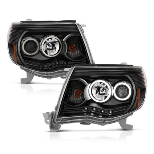 Anzo USA - 121282 | Anzo USA Projector Headlights w/ Halo Black (2005-2011 Tacoma)