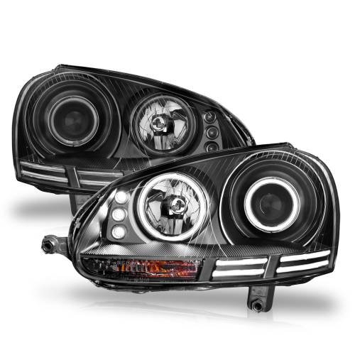 Anzo USA - 121345 | Anzo USA Projector Headlights w/ Halo Black (2005.5-2010 Jetta | 2006-2009 Rabbit, GTI)