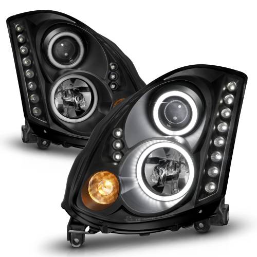 Anzo USA - 121363 | Anzo USA Projector Headlights w/ Halo Black (2003-2007 G35 2 Door)