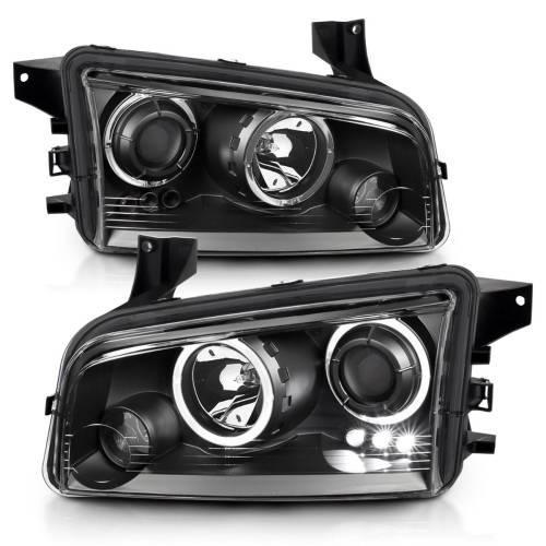 Anzo USA - 121381 | Anzo USA Projector Headlights w/ Halo Black (2006-2010 Charger)