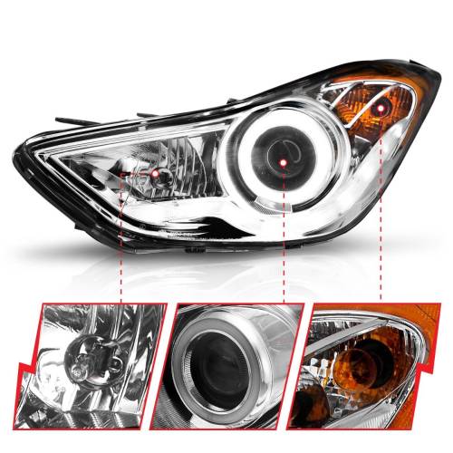 Anzo USA - 121455 | Anzo USA Projector Headlights w/ Halo Chrome (2011-2013 Elantra)