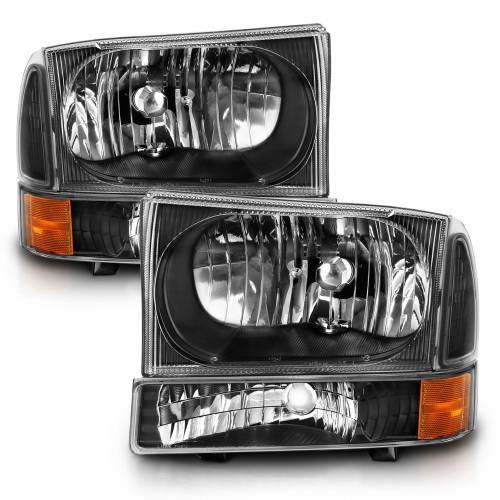 Anzo USA - 111457 | Anzo USA Crystal Headlight w/ Corner Light Black (2000-2004 Excursion | 1999-2004 F250, F350 Super Duty)