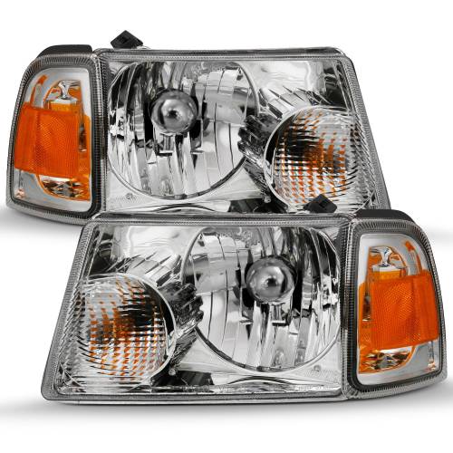 Anzo USA - 111484 | Anzo USA Crystal Headlight Chrome w/ corner Lights (2001-2011 Ranger)