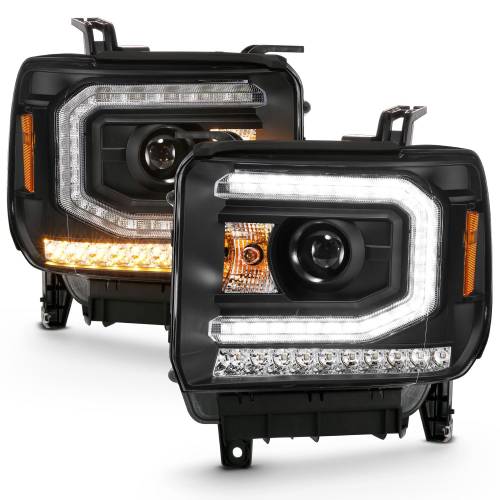Anzo USA - 111485 | Anzo USA Projector Headlight Plank Style Black w/ Sequential Signal (2016-2019 Sierra 1500)