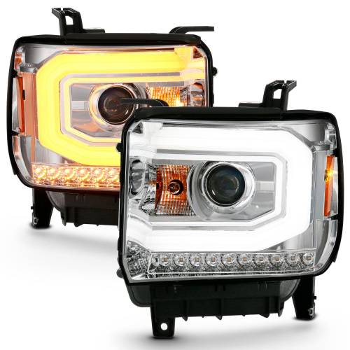 Anzo USA - 111488 | Anzo USA Projector Headlight Plank Style Chrome w/ Switchback 2014-2015 Sierra 1500 | 2015-2019 Sierra 2500 HD, 3500 HD)