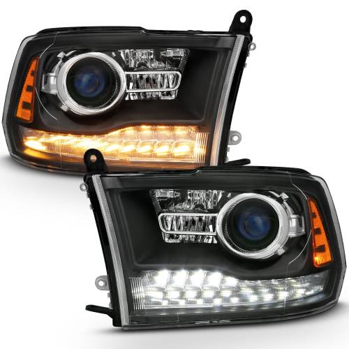 Anzo USA - 111489 | Anzo USA Projector Headlihgts Plank Style Halo w/ switchback Matte Black (2009-2018 Ram 1500 | 2010-2018 Ram 2500, 3500)