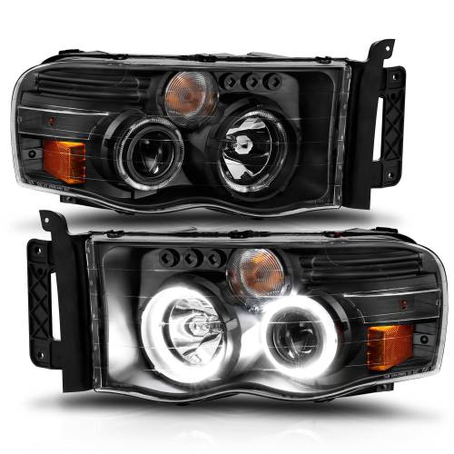 Anzo USA - 111490 | Anzo USA Projector Headlights w/ Halo Black Clear (2002-2005 Ram 1500 | 2003-2005 Ram 2500, 3500)