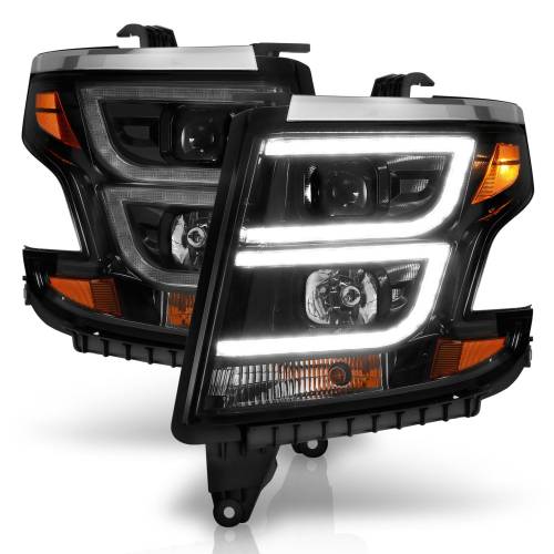 Anzo USA - 111492 | Anzo USA Projector Headlights Plank Style Black w/ DRL (2015-2020 Suburban,Tahoe)