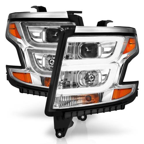 Anzo USA - 111493 | Anzo USA Projector Headlights Plank Style Chrome w/ DRL (2015-2020 Suburban, Tahoe)