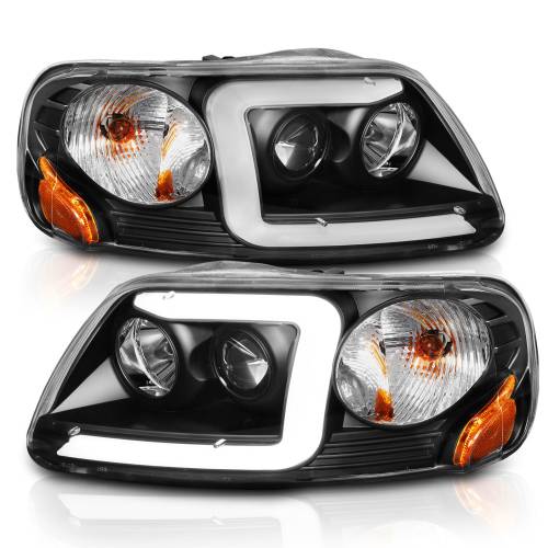 Anzo USA - 111503 | Anzo USA Projector Headlights w/ Light Bar Black Housing (1997-2003 F150 | 1997-2002 Expedition)