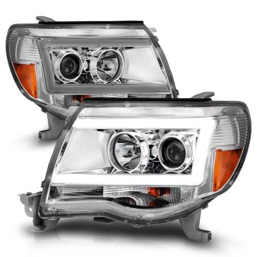 Anzo USA - 111518 | Anzo USA Projector Headlights w/ Light Bar Chrome (2005-2011 Tacoma)