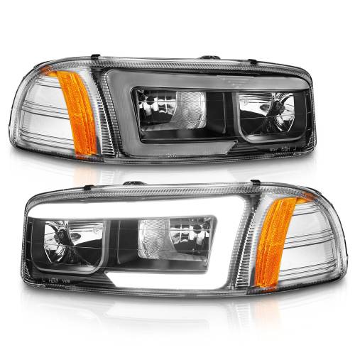 Anzo USA - 111522 | Anzo USA Projector Headlights w/ Light Bar Black (1999-2006 Sierra 1500, 2500, 3500 | 2000-2006 Yukon)