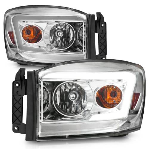 Anzo USA - 111525 | Anzo USA Crystal Headlight W/ Light Bar Chrome Housing Clear Lens (2006-2008 Ram 1500 | 2006-2009 Ram 2500, 3500)