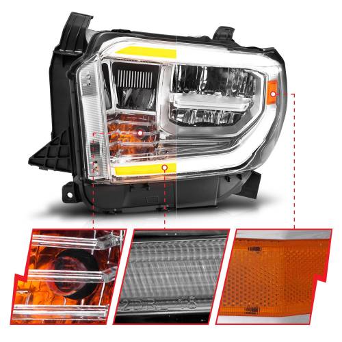 Anzo USA - 111534 | Anzo USA LED Crystal Headlights w/ Switchback Chrome Housing w/ DRL (2014-2021 Tundra)