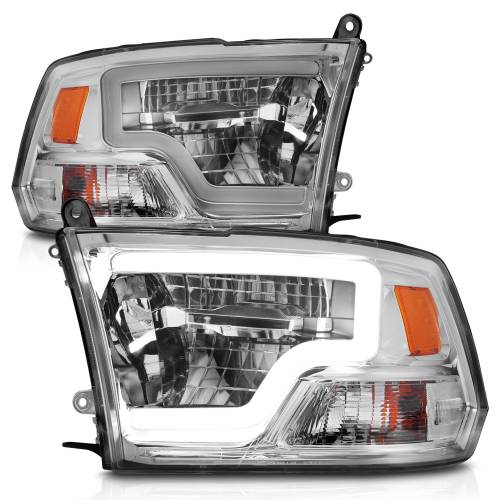 Anzo USA - 111540 | Anzo USA Full Led Square Projector Headlights w/ Light Bar Chrome (2009-2018 Ram 1500 | 2010-2018 Ram 2500, 3500)