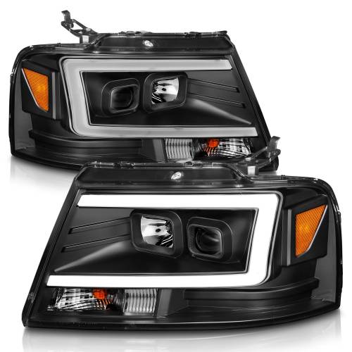 Anzo USA - 111541 | Anzo USA Projector Headlights w/ Light Bar Black Housing (2004-2008 F150 | 2006-2008 Mark LT)