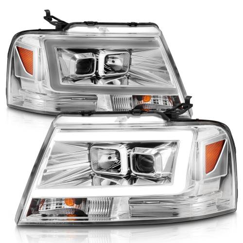 Anzo USA - 111542 | Anzo USA Projector Headlights w/ Light Bar Chrome Housing (2004-2008 F150 | 2006-2008 Mark LT)