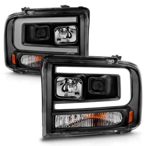 Anzo USA - 111551 | Anzo USA Projector Headlights w/ Light Bar Black Housing (2005-2007 F250, F350 Super Duty | 2005-2005 Excursion)