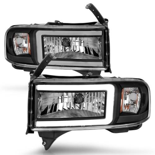 Anzo USA - 111554 | Anzo USA Crystal Headlights w/ Light Bar Black Housing (1994-2001 Ram 1500 | 1994-2002 Ram 2500, 3500)