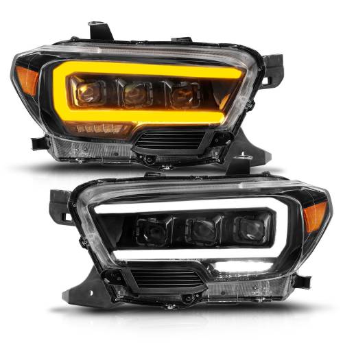 Anzo USA - 111563 | Anzo USA Full Led Projector Headlights w/ Light Bar Sequential Black Housing w/ Initiation Light (2016-2023 Tacoma)