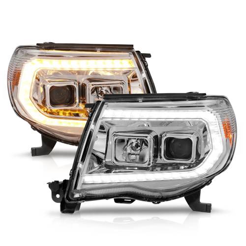 Anzo USA - 111565 | Anzo USA Projector Headlights w/ Sequential Light Bar Chrome Housing (2005-2011 Tacoma)