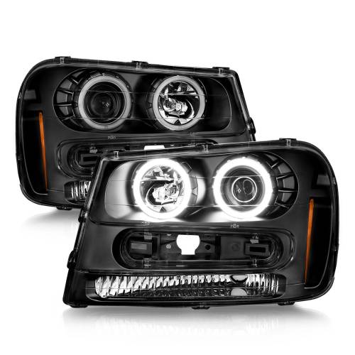 Anzo USA - 111572 | Anzo USA Projector Headlights w/ Halo Black Housing (2002-2009 Trailblazer)